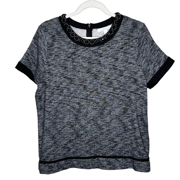 Piperlime Short Sleeved Top Jeweled Collar Size Medium - Picture 1 of 8